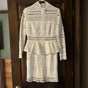 NWT white lace medium peplum dress